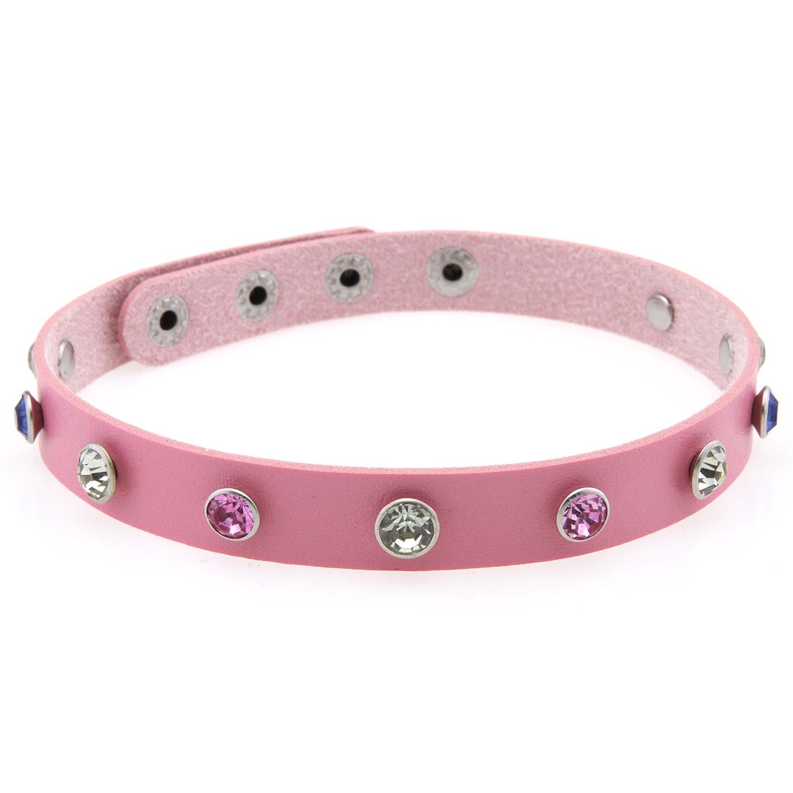 Punk Rivet Leather Choker - 粉色