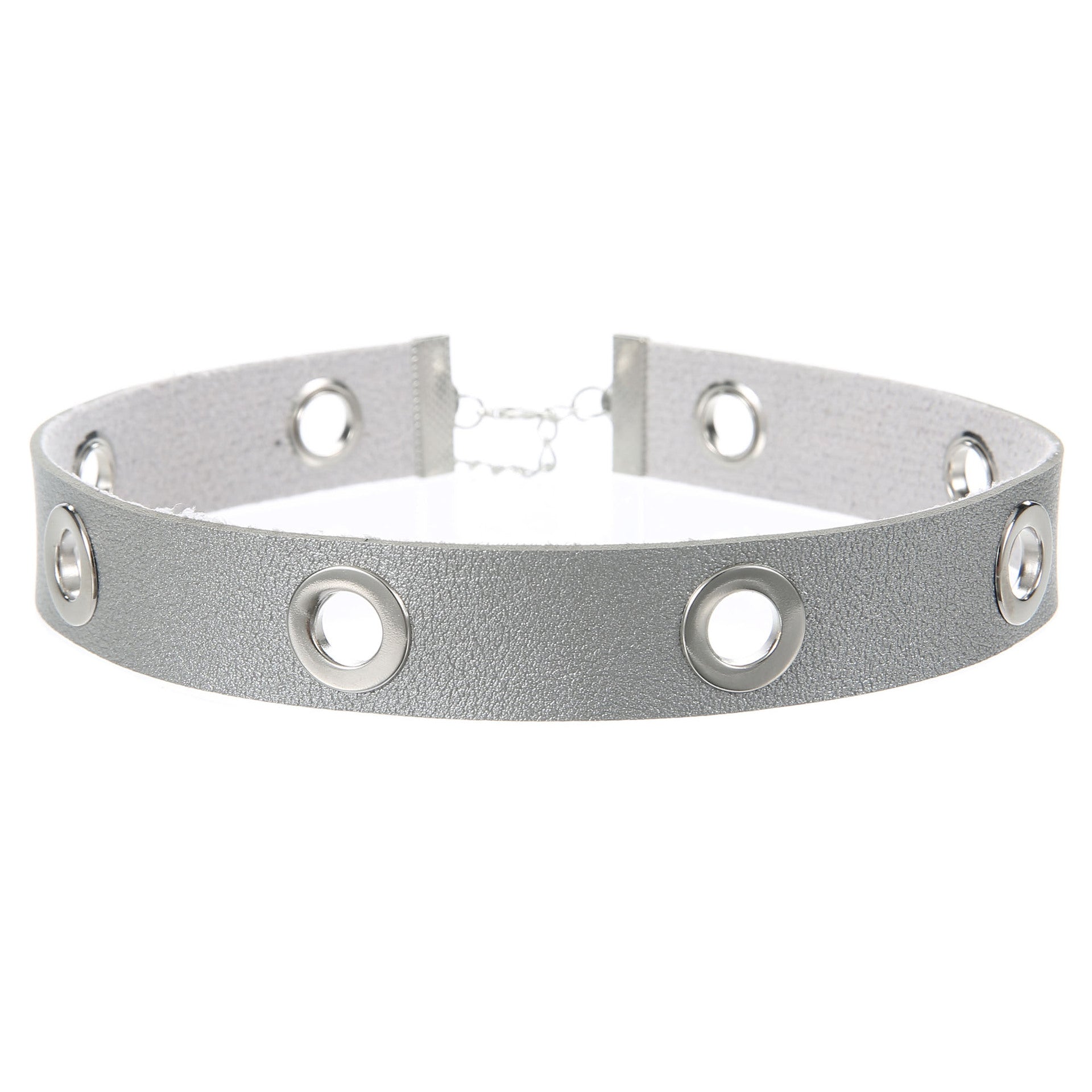 Punk Hollow Breathable Leather Choker - Gray - Punk Lovers