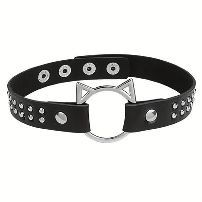 Punk Cat Heart Studded Collar