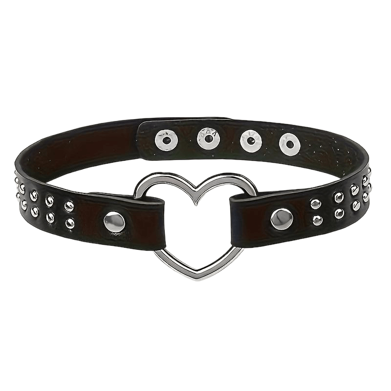 Punk Cat Heart Studded Collar