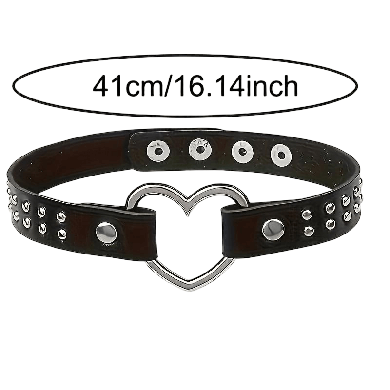 Punk Cat Heart Studded Collar