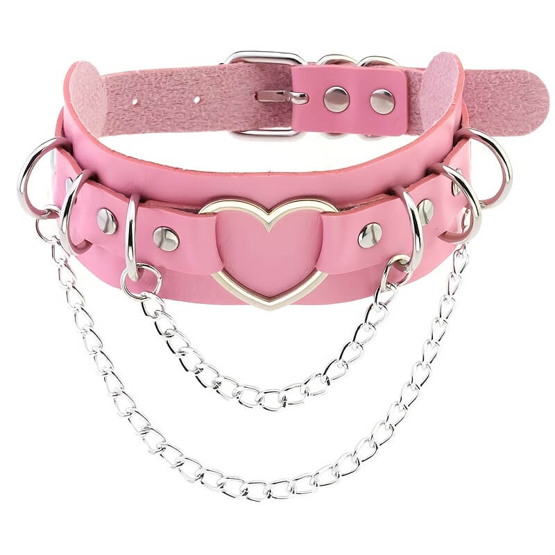 Punk Double Layer Heart Choker