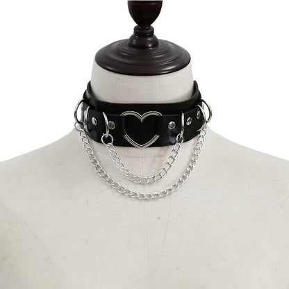 Punk Double Layer Heart Choker