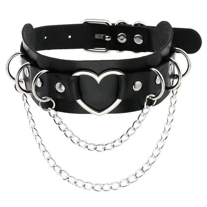 Punk Double Layer Heart Choker