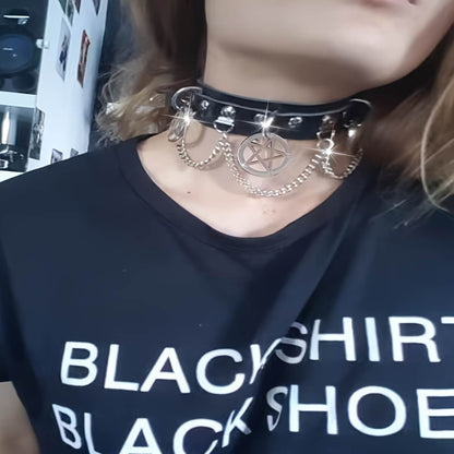 Punk Exaggerated Pentagram Chain Collar