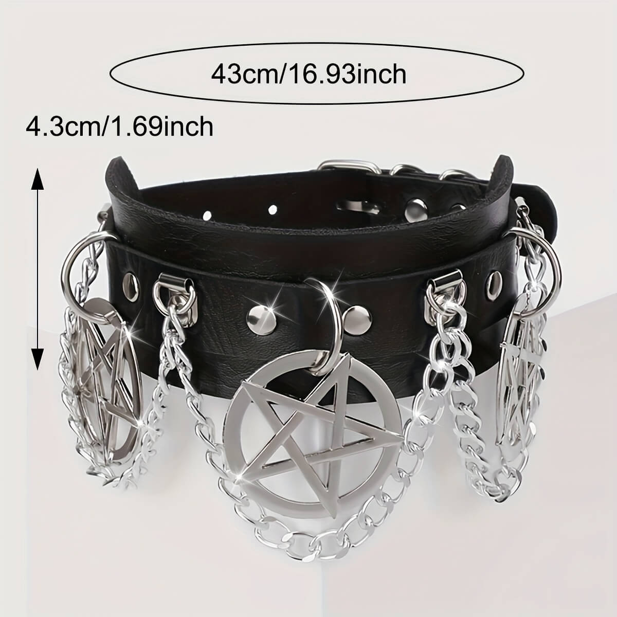 Punk Exaggerated Pentagram Chain Collar
