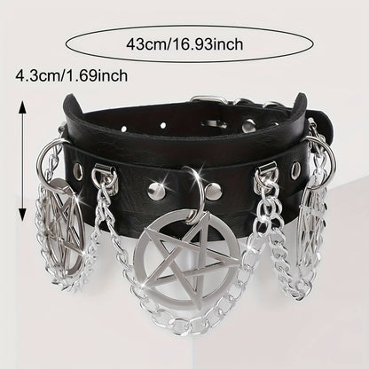 Punk Exaggerated Pentagram Chain Collar