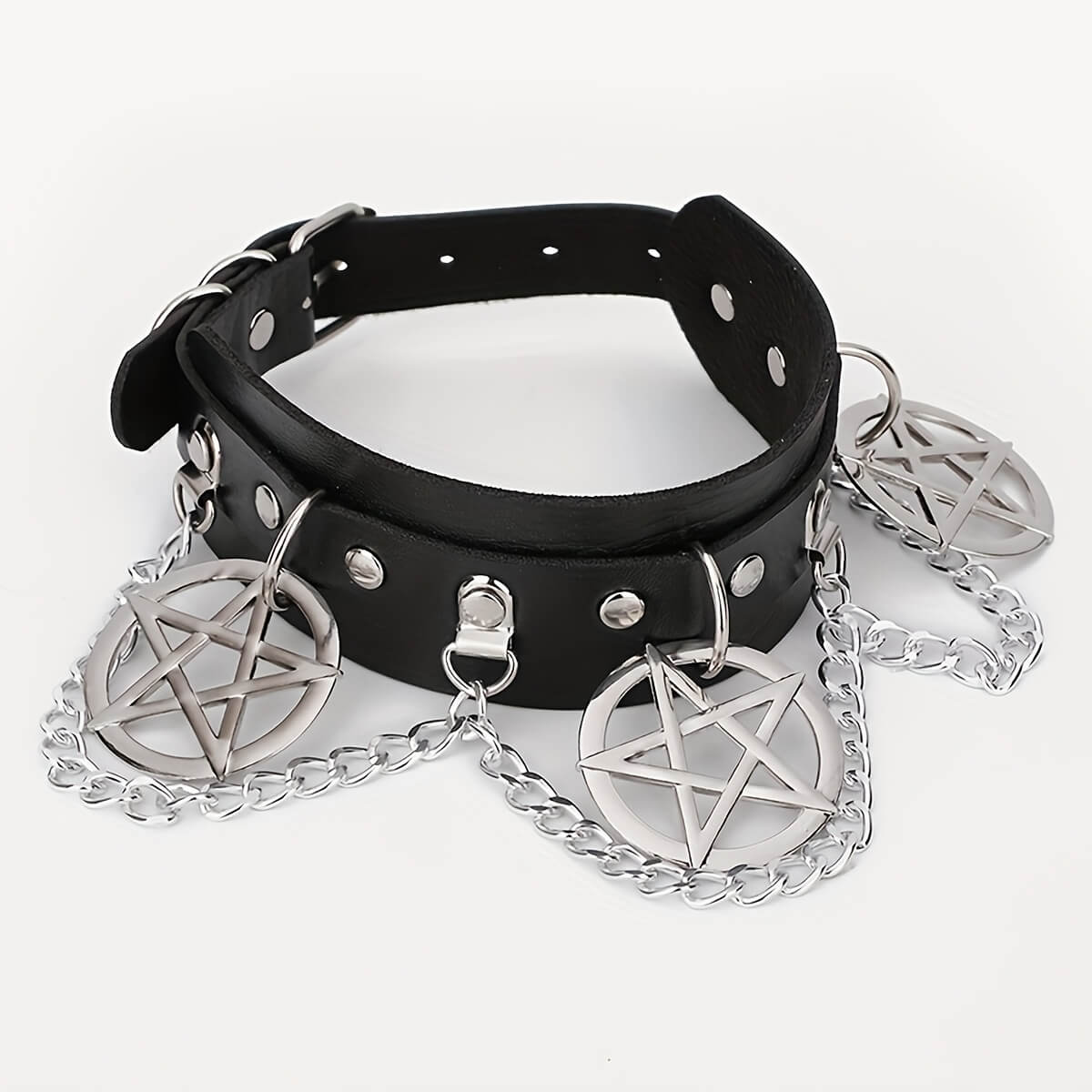 Punk Exaggerated Pentagram Chain Collar