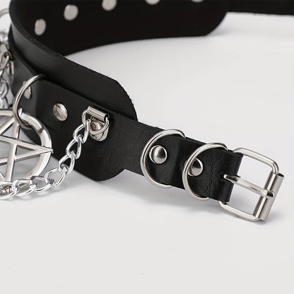 Punk Exaggerated Pentagram Chain Collar