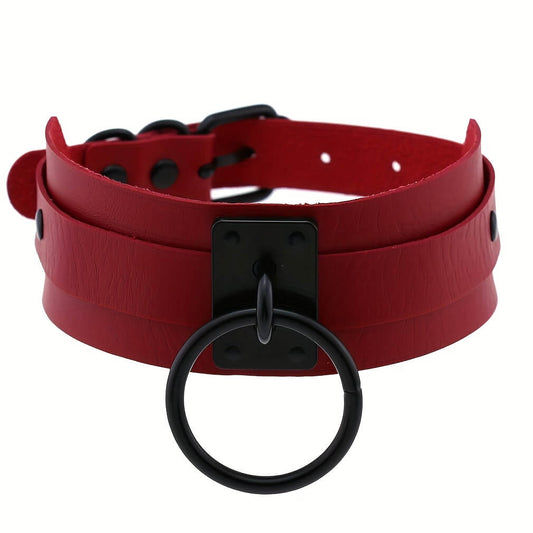 Punk Gothic Choker with O-Ring Buckle