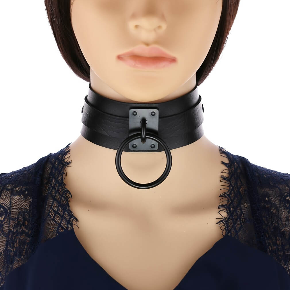Punk Gothic Choker with O-Ring Buckle