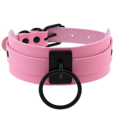 Punk Gothic Choker with O-Ring Buckle