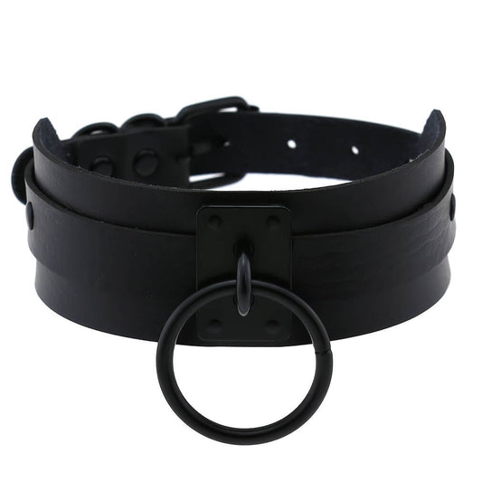 Punk Gothic Choker with O-Ring Buckle
