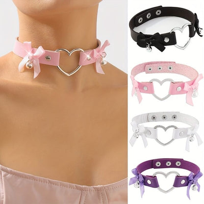 Punk Heart-shaped Bow Choker
