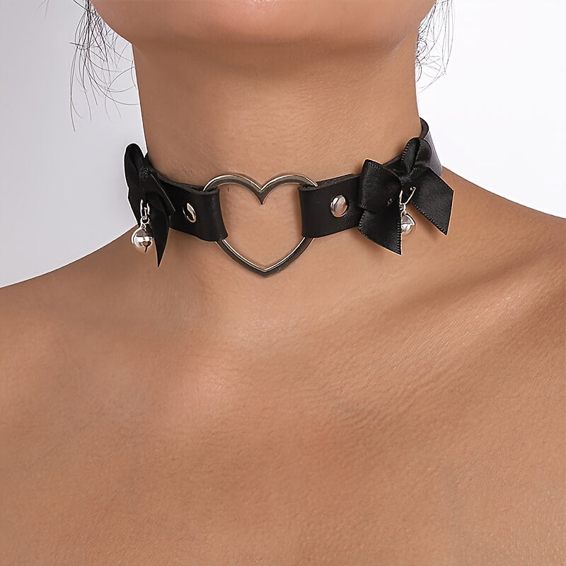 Punk Heart-shaped Bow Choker