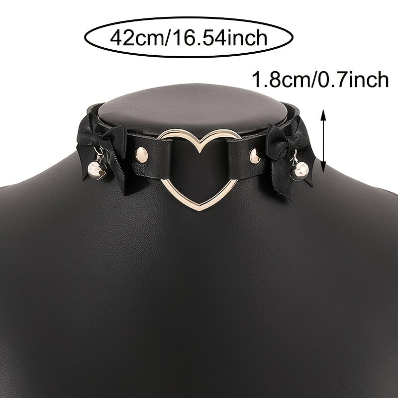 Punk Heart-shaped Bow Choker