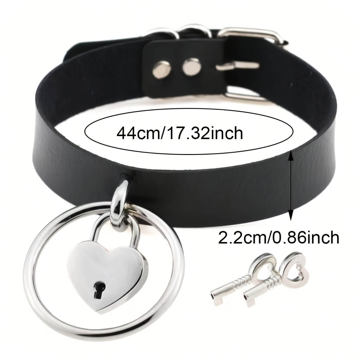 Punk Rivet Heart Lock Collar