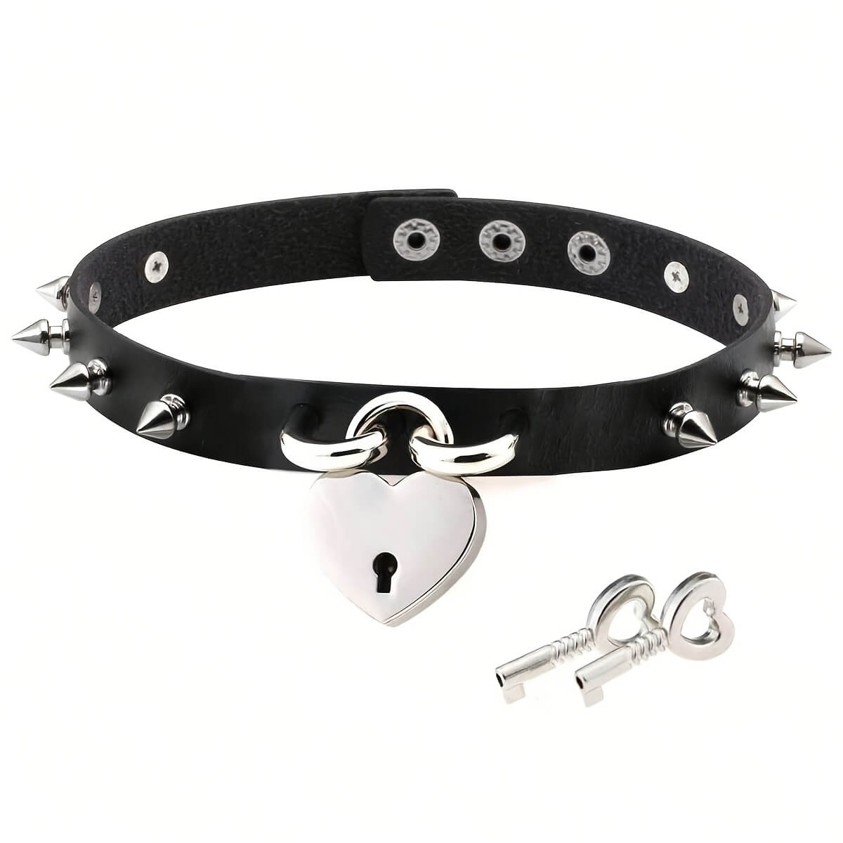 Punk Rivet Heart Lock Collar