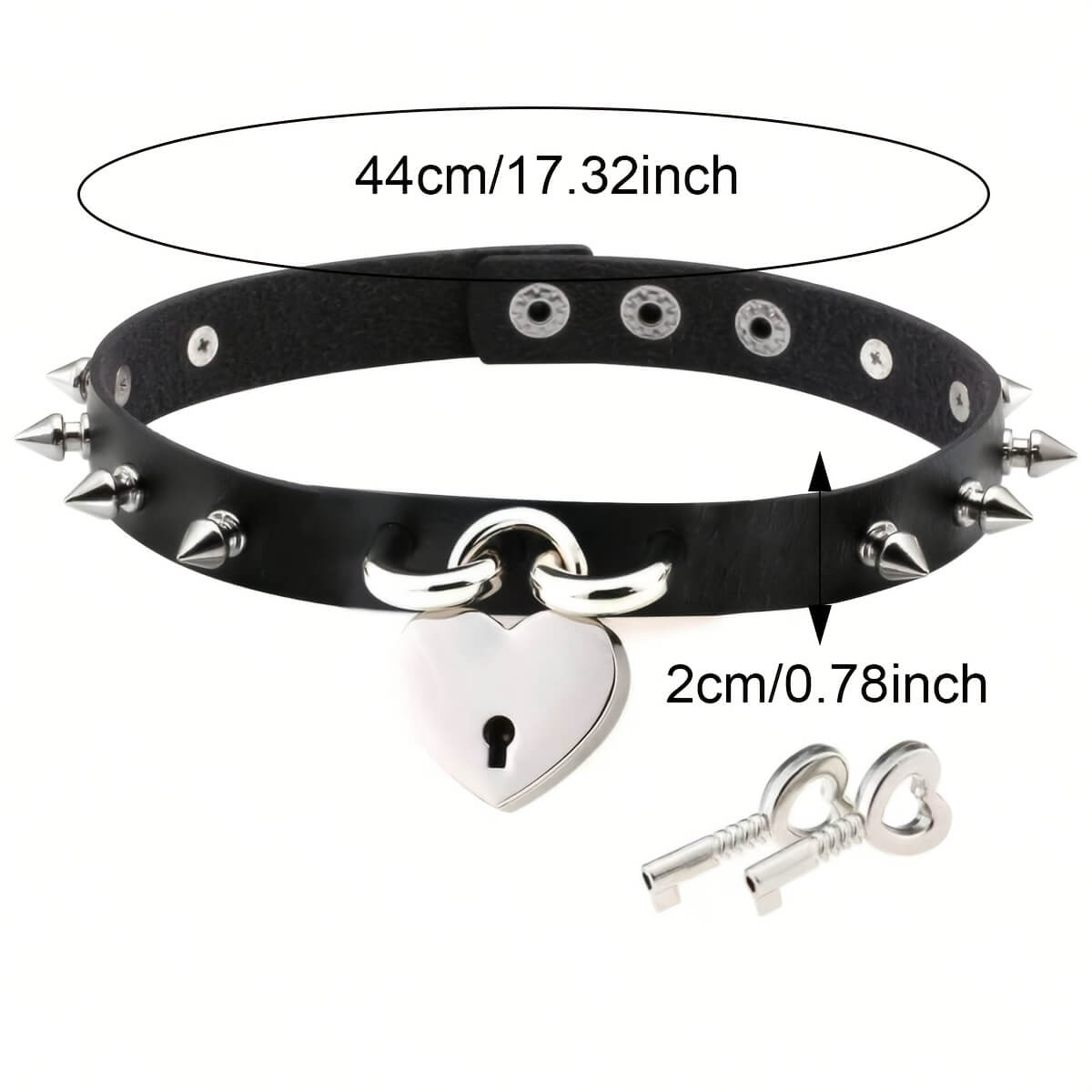 Punk Rivet Heart Lock Collar