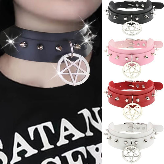 Punk Spikes and Pentagram Collar