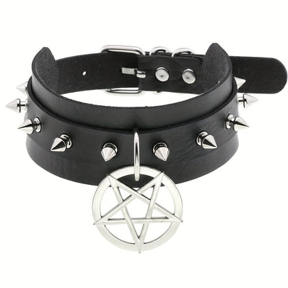 Punk Spikes and Pentagram Collar