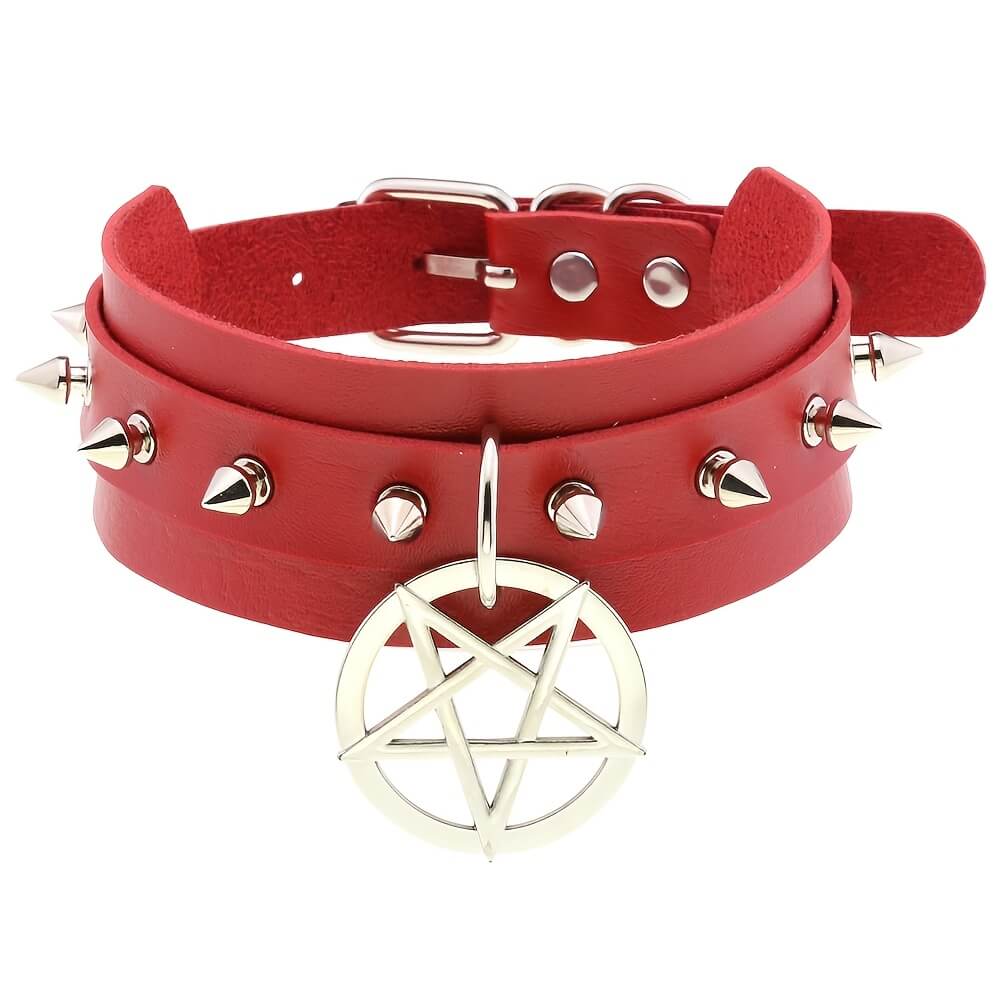 Punk Spikes and Pentagram Collar