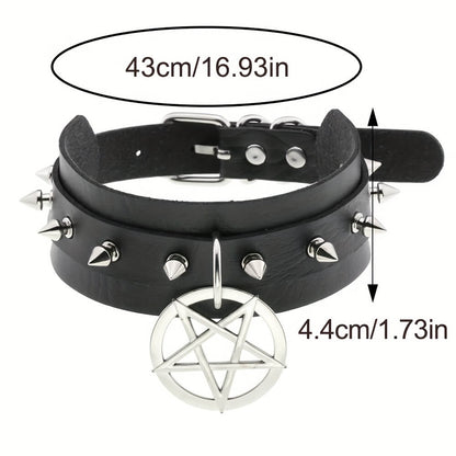 Punk Spikes and Pentagram Collar