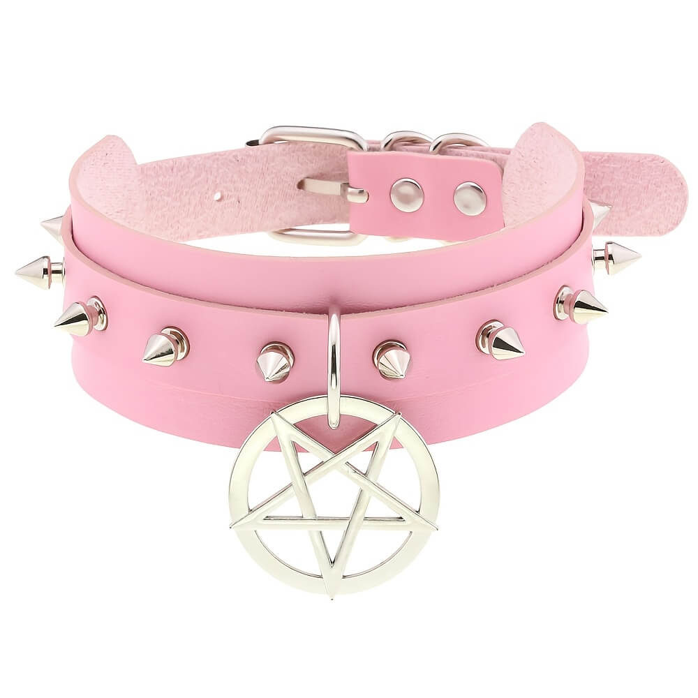 Punk Spikes and Pentagram Collar