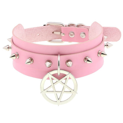 Punk Spikes and Pentagram Collar