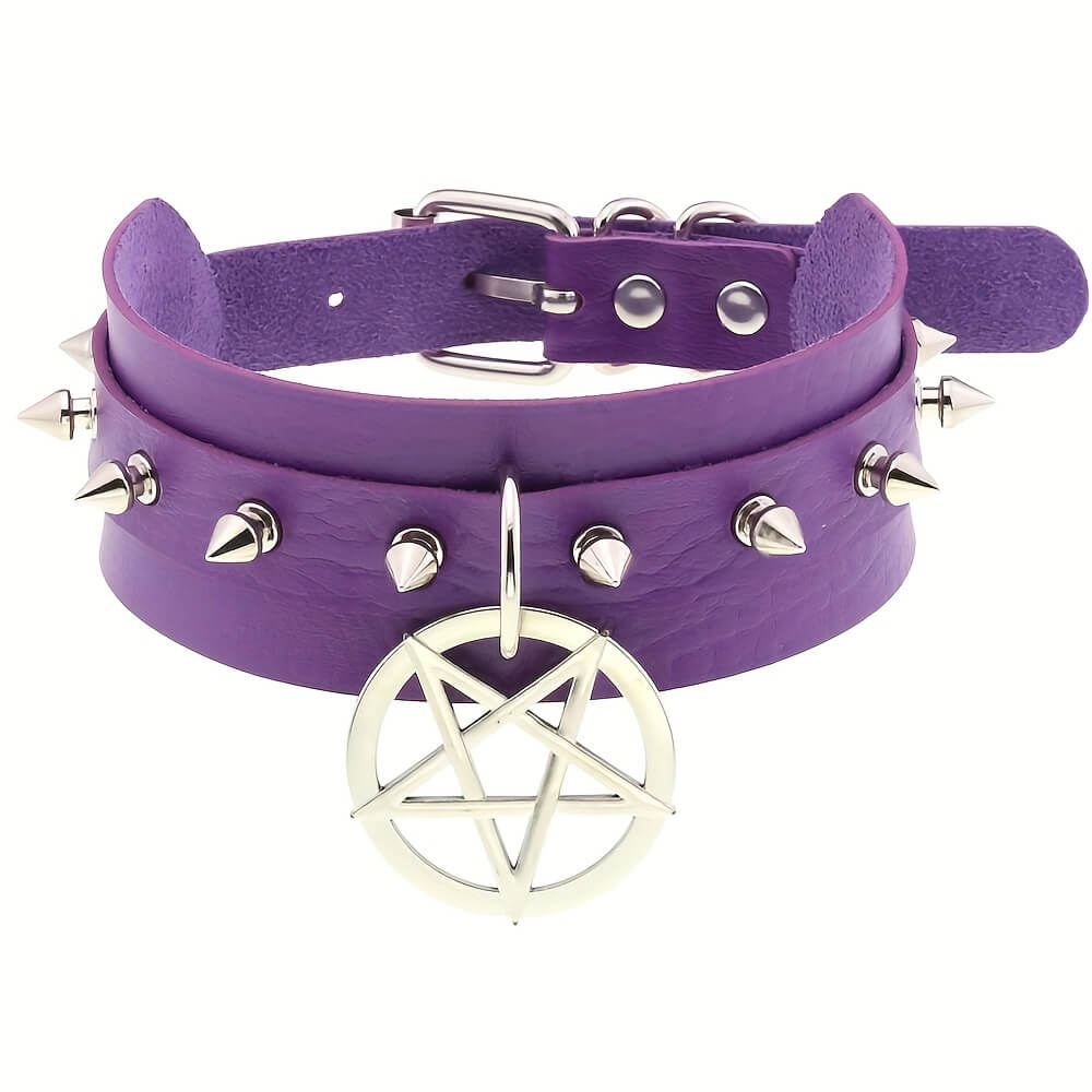 Punk Spikes and Pentagram Collar