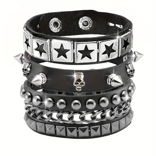 Punk Star Skull Stud Bracelets - Punk Lovers