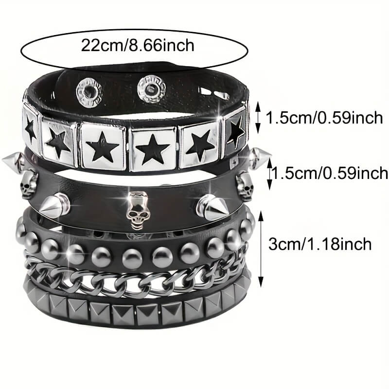 Punk Star Skull Stud Bracelets - Punk Lovers