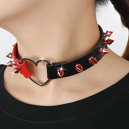 Punk Studded Heart Collar