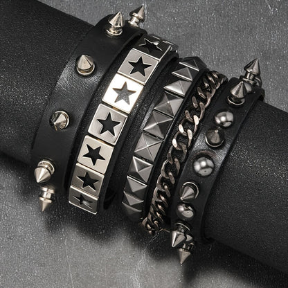 Punk Studded Star Chain Bracelet