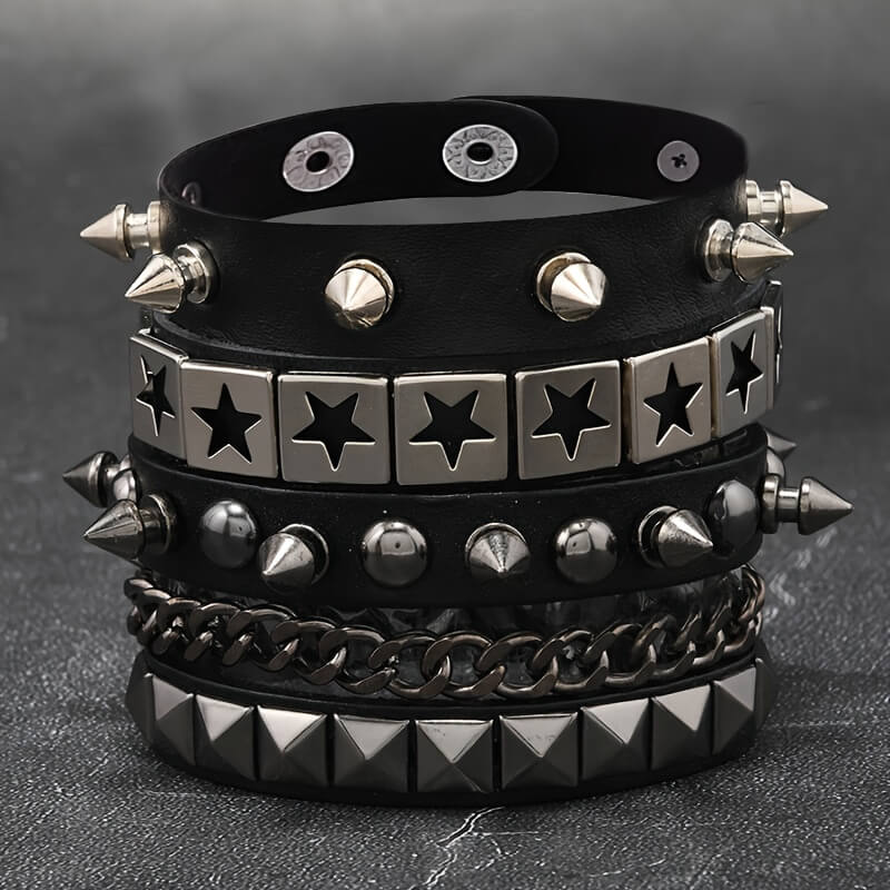 Punk Studded Star Chain Bracelet