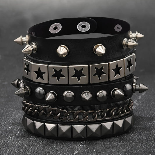 Punk Studded Star Chain Bracelet
