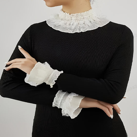 Vintage Elegant Solid Color Lace Elastic Detachable Collar