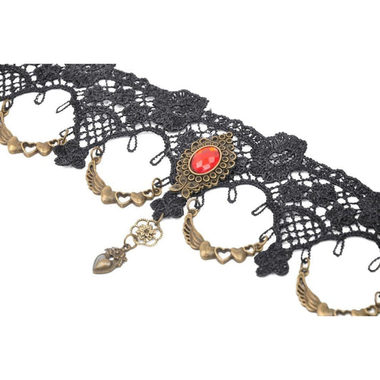 Women's Gothic Ruby Lace Choker - Punk Lovers