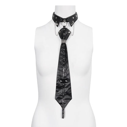 Women's Gothic Studded Faux Leather Tie with Choker - Punk Lovers