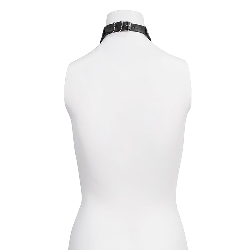 Women's Gothic Studded Faux Leather Tie with Choker - Punk Lovers