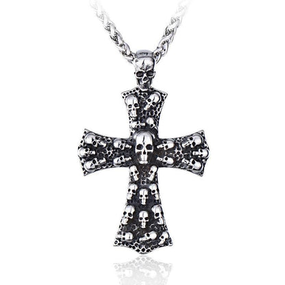 Men's Gothic Punk Skull Cross Necklace