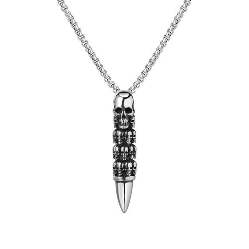 Men's Punk Skull Bullet Necklace