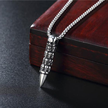 Men's Punk Skull Bullet Necklace