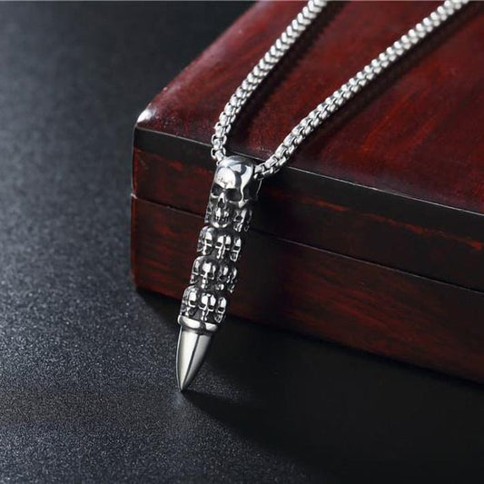 Men's Punk Skull Bullet Necklace