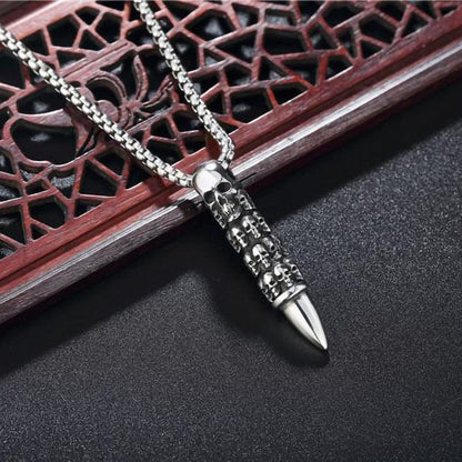 Men's Punk Skull Bullet Necklace