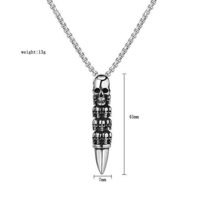 Men's Punk Skull Bullet Necklace