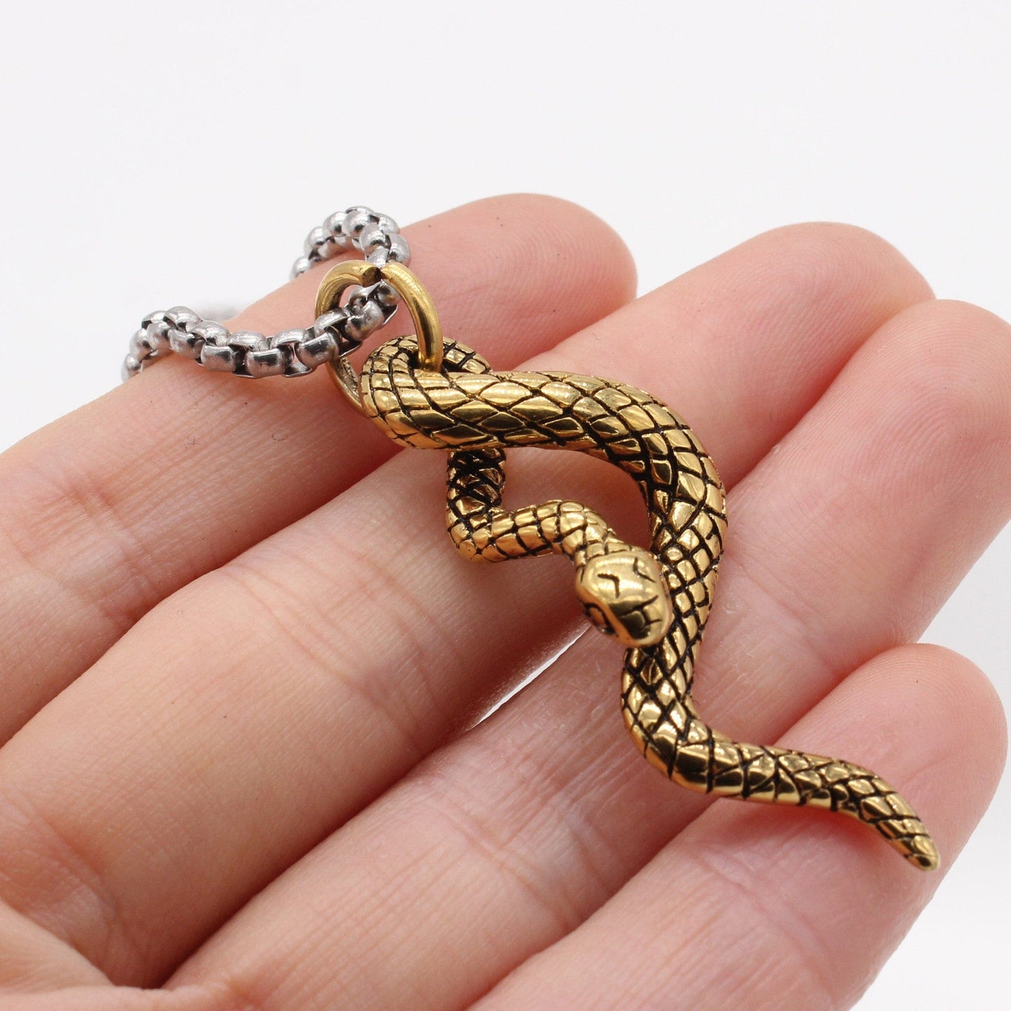 Men's Punk Snake Pendant Chain Necklace