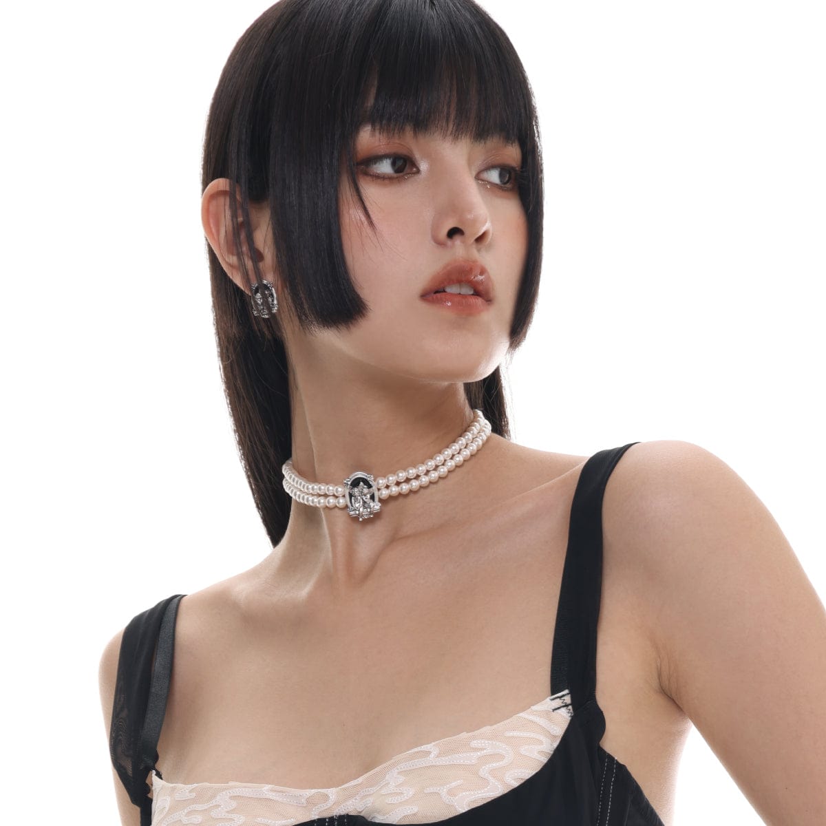 Women's Gothic Angel Pearl Choker - Punk Lovers