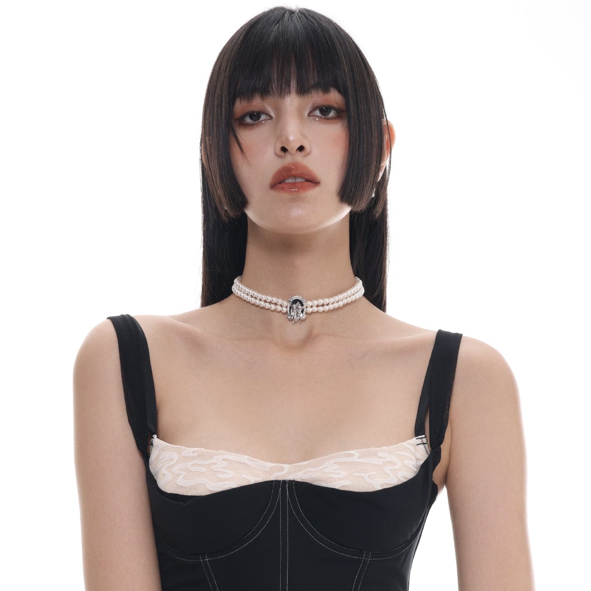 Women's Gothic Angel Pearl Choker - Punk Lovers