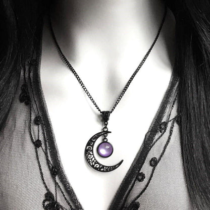 Women's Gothic Beaded Moon Necklace - Punk Lovers